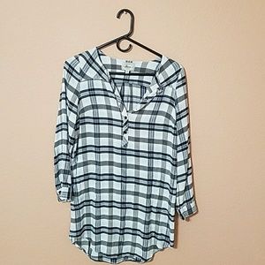 Plaid Long Sleeve Button Up Top